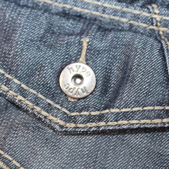 Hype Mens Sz 32 X 32 Medium Wash Denim Blue Jeans Straight Leg Decorated Pockets - Picture 7 of 15